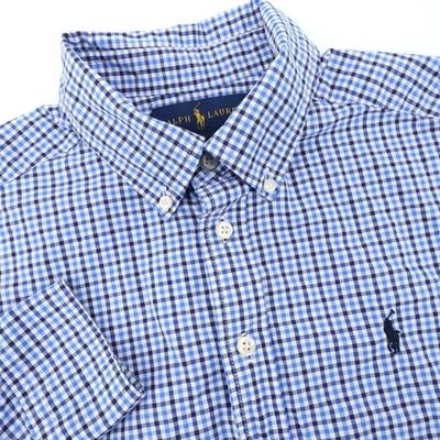 Рубашка на пуговицах Polo Ralph Lauren синяя клетчатая с длинным рукавом для мальчиков M 10-12 - Изображение 1 из 4