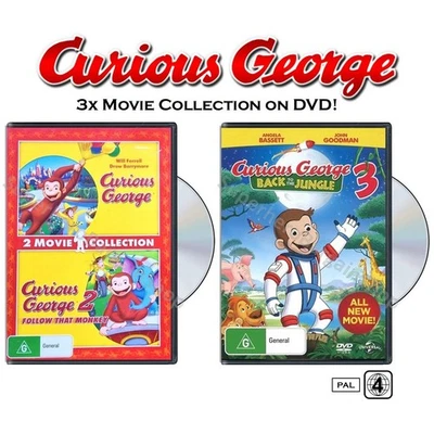 Curious George | 3-Movie Collection (DVD, 2-Disc) PAL Region 2&4 [NEW / SEALED] - Image 1 of 4
