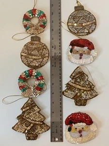 8 Pailletten Weihnachtsschmuck rot grün weiß gold  - Bild 1 von 2