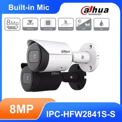 Dahua IPC-HFW2841S-S 8MP WizSense SMD+ IP Dome Camera Mic IR30m PoE H.265+ - Image 1 of 4
