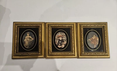 Retratos vintage en marcos dorados ornamentados - Juego de 3 Foto 1 de 4