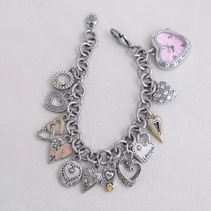 Brighton Power rosa Bettelarmband Uhr Herzband Brustkrebs silber funktioniert - Bild 1 von 7