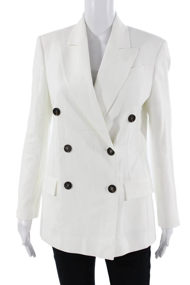 Blazer Brunello Cucinelli Unisex Blanco Cuello Botón Manga Larga Talla 38 Foto 1 de 4