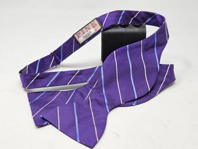 Thomas Pink Silk Bow Tie Purple Striped Bow Tie Adjustable - Image 1 of 3