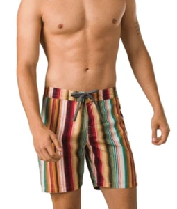 NWT Men's Sz 31 (7" inseam) Multi-Color PRANA FENTON BOARDSHORT - Baja Stripe - Picture 1 of 11