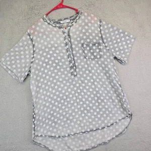 Angela Mara Top Damen M Polka Dot Popover Made Italy Boho Classic Preppy Transparent - Bild 1 von 11