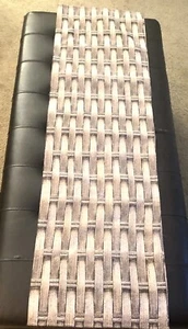 Weave Basket Table Runner Woven Look Pattern 14” X 45” Solid Back Vintage 80/90 - Picture 1 of 7