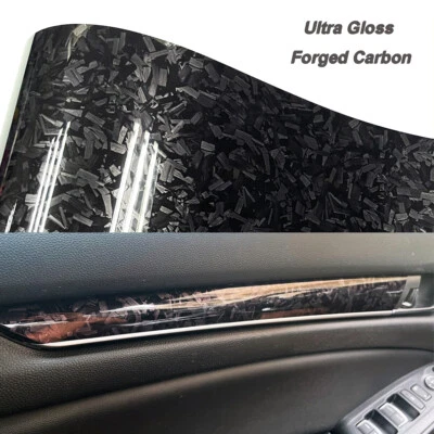 Ultra Gloss 9D PET Liner Black Carbon Fiber Vinyl Wrap Air Release Bubble Free Foto 1 de 4