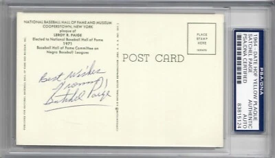 1964 HOF Satchel Paige PSA DNA Auto - HOF Yellow Plaque Signed - Image 1 of 2