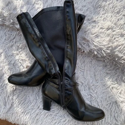 KIM ROGERS Jolie Para Mujer Talla 10M EE. UU. Negro Botas Hasta la Rodilla Imitación Cuero Zapatos Foto 1 de 4