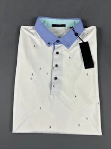 Greyson Golf Shirt Polo First Tracks Print XXL Arctic White Polyester MSRP $118 - Picture 1 of 6