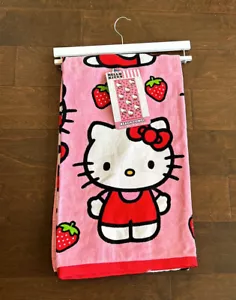 Hello Kitty Strawberry Print Beach Towel 36”x70” Cotton New - Picture 1 of 3