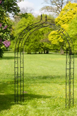 KUHEIGA Extra breiter Rosenbogen 10mm Massiveisen! Breite: 200cm Schwarz aus Metall