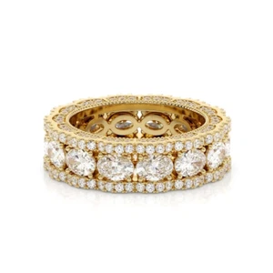 Round Diamond Eternity Band 18K Yellow Gold 6.8MM Lab Grown 5 Ct 5 6 7 - Picture 1 of 10