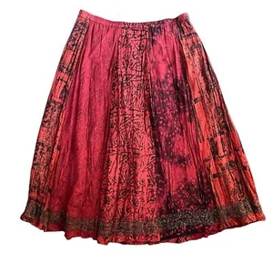 Silk A-Line Bohemian Maxi Skirt Size 12 Vibrant Reds Sequin Bead Trim - Picture 1 of 8