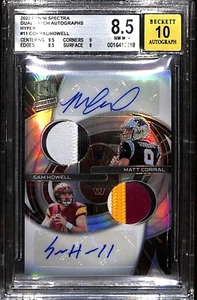 2022 Spectra Matt Corral Sam Howell Hyper Dual Patch Rookie Auto RC #/35 BGS 8.5 - Picture 1 of 2