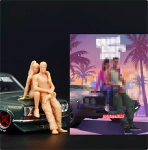 2pc 1/87 Game Couples Scene Prop Miniture Figure Doll Fit Car Vehicles Model Toy - Picture 1 of 6