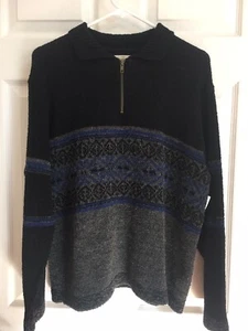 Suéter Yarnworks mediano azul marino 1/4 cremallera 20% lana nuevo - Imagen 1 de 4