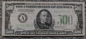 1934 $500 Federal Reserve Note FR. 2202-A Boston District Very Fine Mid Grade - Picture 1 of 3