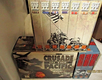 3 War VHS Box Sets WW2 Chronicles Crusade in Pacific America Greatest Victories - Image 1 of 2