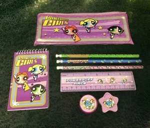 Vintage 1999 Powerpuff Girls Pencils  Pencil Case 8pc Lot - Picture 1 of 4