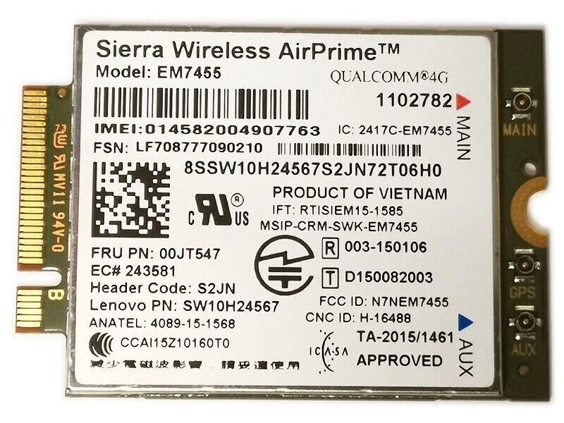 EM7455 4G LTE WWAN Wireless Card Module 00JT547 for Lenovo Yoga 260 - image 1 of 1