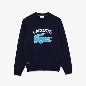Lacoste Mens Sweatshirt Dark Blue Pullover With Logo - Picture 1 of 8