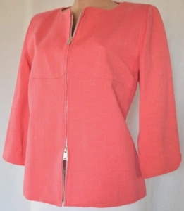 COURRÈGES DUST PINK 3/4 ÄRMEL VORNE REISSVERSCHLUSS BAUMWOLLE GESCHNITTEN JACKE GRÖSSE 44 - Bild 1 von 12
