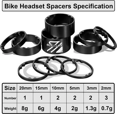 BUCKLOS 11/5 件耳机间隔 2-20 毫米碳/铝 1-1/8 英寸山地车 BMX 自行车叉 — 第 1/4 张图片