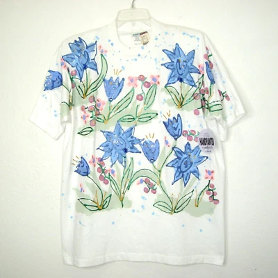 Camiseta para mujer pintada a mano pintada a mano arte-to-wear vintage INDIA INK talla única nueva con etiquetas Foto 1 de 4