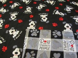 Handmade Black/Gray Dog Theme Double-sided Cotton/Flannel Baby/Toddler Blanket