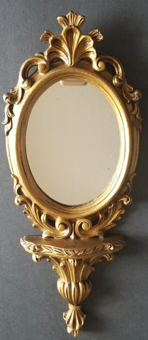 Italian Wall Mirror Gilded Nursery Choinesserie Goth Victorian 18.5" Italy Cover