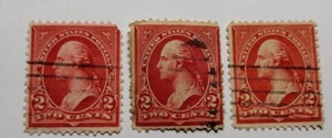 USA George Washington 2 Cents Red 3x Used Postage Stamp STA-9-163 - Picture 1 of 4