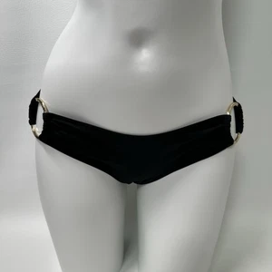 Pantalones de baño de bikini negros Victoria's Secret anillos dorados talla mediana - Imagen 1 de 13