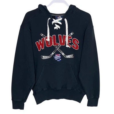 West Hartford Wolves Hockey Pequeña Azul Con Cordones Sudadera con Capucha Kanye Gran Tamaño Foto 1 de 4