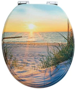 sanicomfort MDF WC Klo Toiletten Sitz Deckel Brille Softclose Sonnenuntergang - Bild 1 von 7