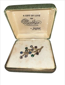 Van Dell 12K Gold Filled Multicolored Rhinestone Tree Branch Brooch Pin Vintage - Picture 1 of 6