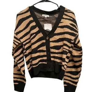 Juniors Derek Heart Jacquard Button Front Crop Cardigan size S, sweater, jacket - Picture 1 of 6