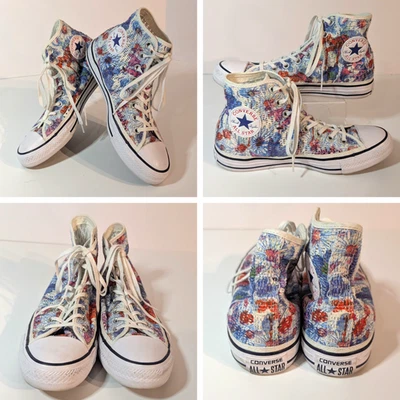 Converse All Star Daisy Daisies Floral Mesh Sneakers Womens 9 Discontinued HiTop - Image 1 of 4
