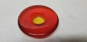 LITTALA NAPPI MARKKU SALO AMBERINA RED YELLOW TEA LIGHT GLASS CANDLE HOLDER 5" - Picture 1 of 4