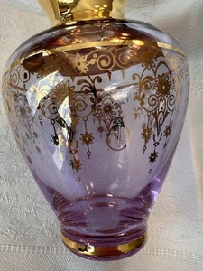 Jarrón vintage de vidrio artesanal Vecchia de Murano lavanda y oro 24K - Imagen 1 de 6