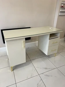 Cream Solid Wood Bespoke Nail Table And Reception Desk - Picture 1 of 21