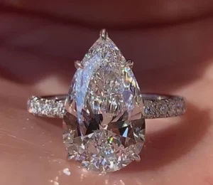 2.25 Ct Pear Cut 950 Platinum Diamond Accent Engagement Ring IGI Lab Created VS1 - Picture 1 of 8