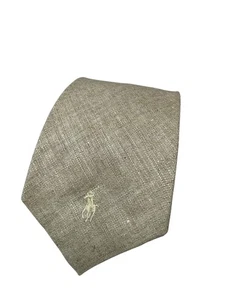 Vintage Polo Ralph Lauren 100% Linen Neck Tie Made USA Light Tan 56” - Picture 1 of 5