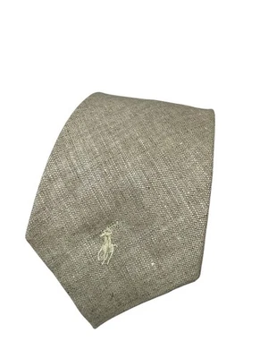 Vintage Polo Ralph Lauren 100% Linen Neck Tie Made USA Light Tan 56” - Image 1 of 4