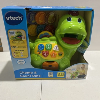 VTech Chomp & Count Dino Colors Counting Shapes Songs Toddler Learning Toy 12-36 - Image 1 of 4
