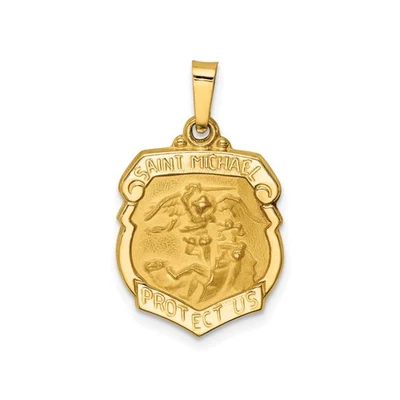 Colgante San Miguel Arcángel Oro Amarillo 14k Medallón Católico Religioso Fai Foto 1 de 4