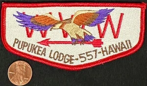 MERGED BOY SCOUT BSA OA PUPUKEA LODGE  557 567 454 565 ALOHA TWILL S3b FLAP TED - Picture 1 of 4