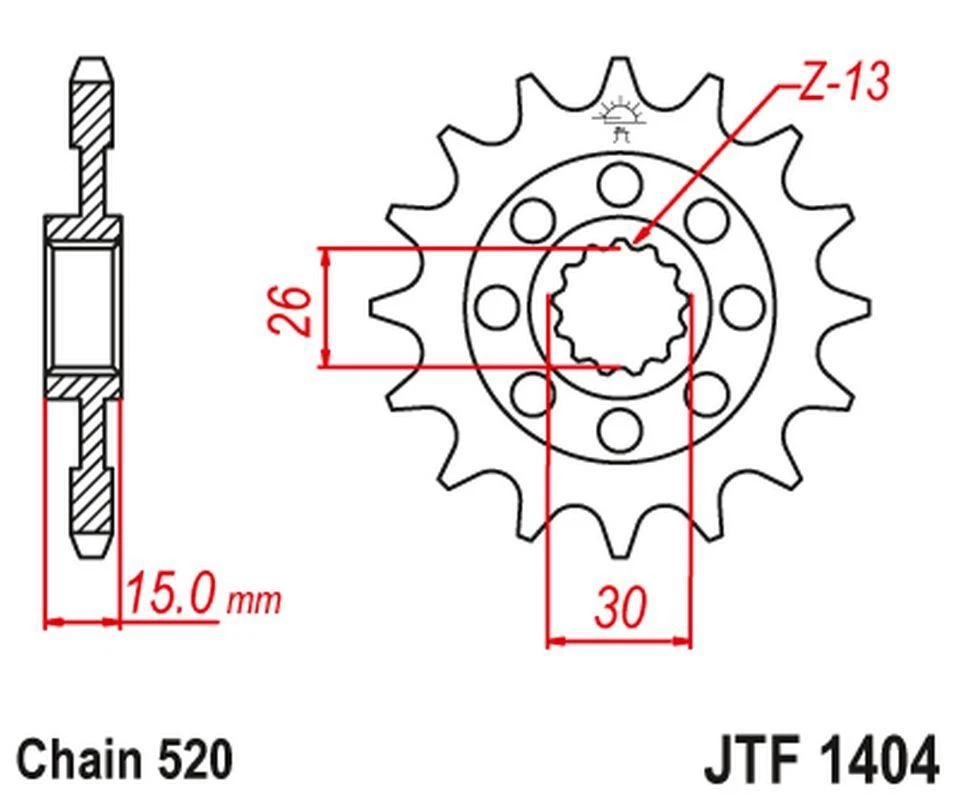 JT Sprockets Ritzel 16 Zähne Teilung 520 F1404-16
