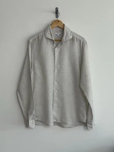 Camisa Reiss “Ruban” Manga Larga 100% Lino Blanco Pin Rayas Grande/Regular - Imagen 1 de 11